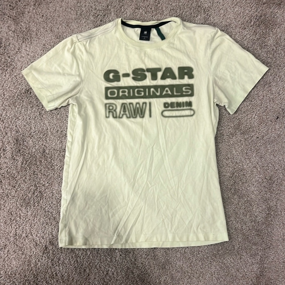 G star raw logo t shirt olive drape color